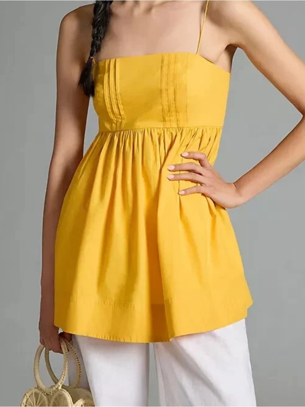 Anthropologie Maeve yellow Babydoll Top
Spaghetti strap Size Medium Tunic